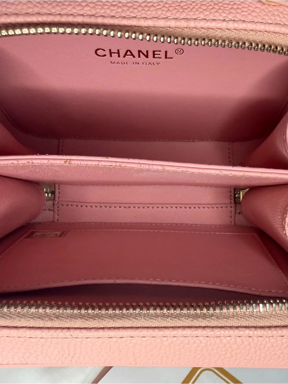 CHANEL Caviar Quilted Leather Small Filigree Vanity Case Crossbody COA Gold HW